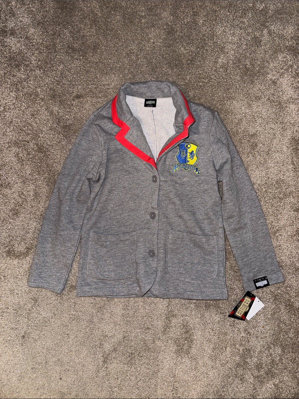 Kids Grey Blazer Jacket with Red Trim